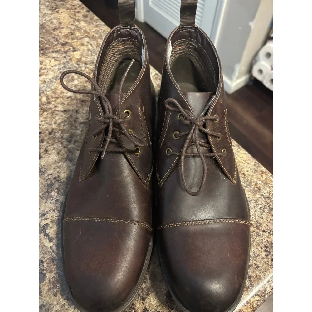 Clarks Hinman Mid Mahogany Leather Cap Toe Chukka Boots Mens 12 M Brown Lace Up